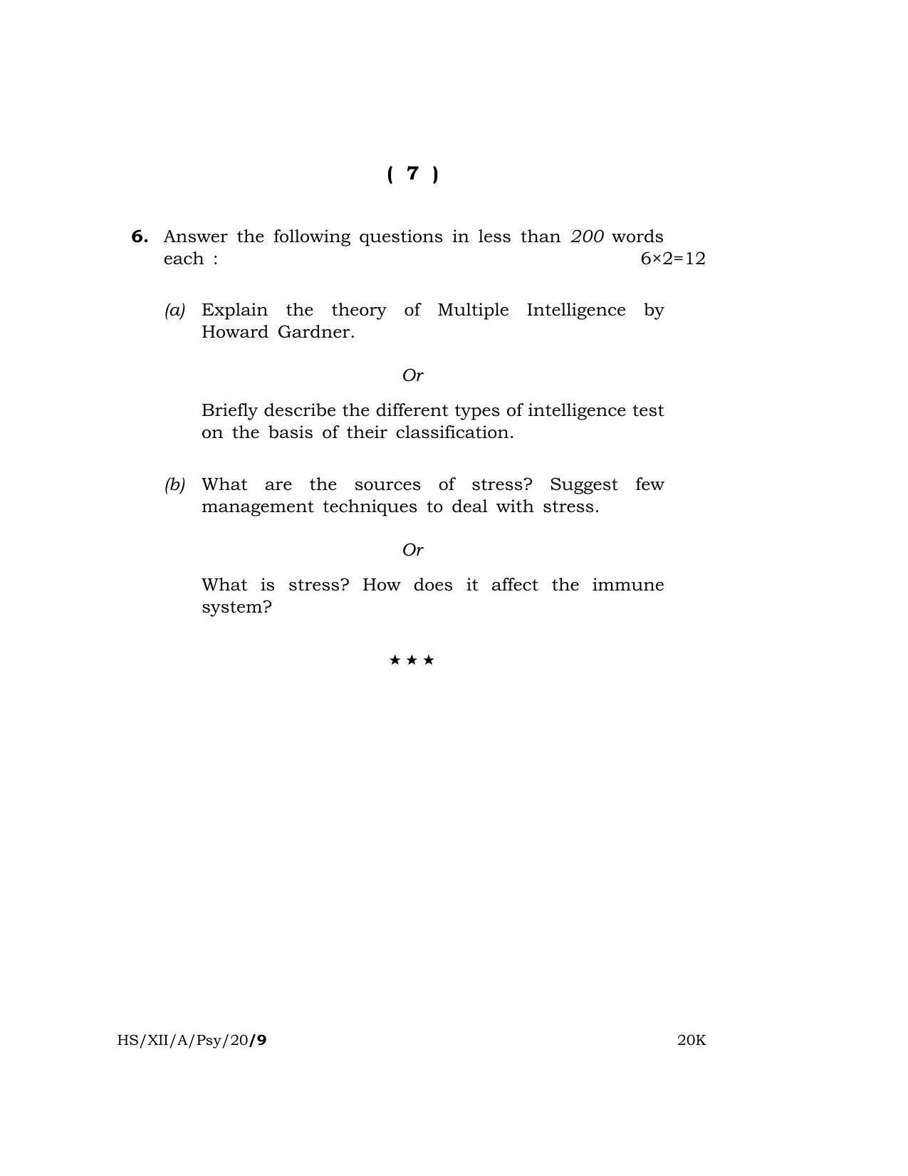 Meghalaya Board (MBOSE) Class 12 PSYCHOLOGY 2020 Question Paper - Page 7