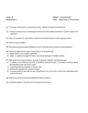 CBSE Worksheets for Class 11 Accountancy Assignment 6