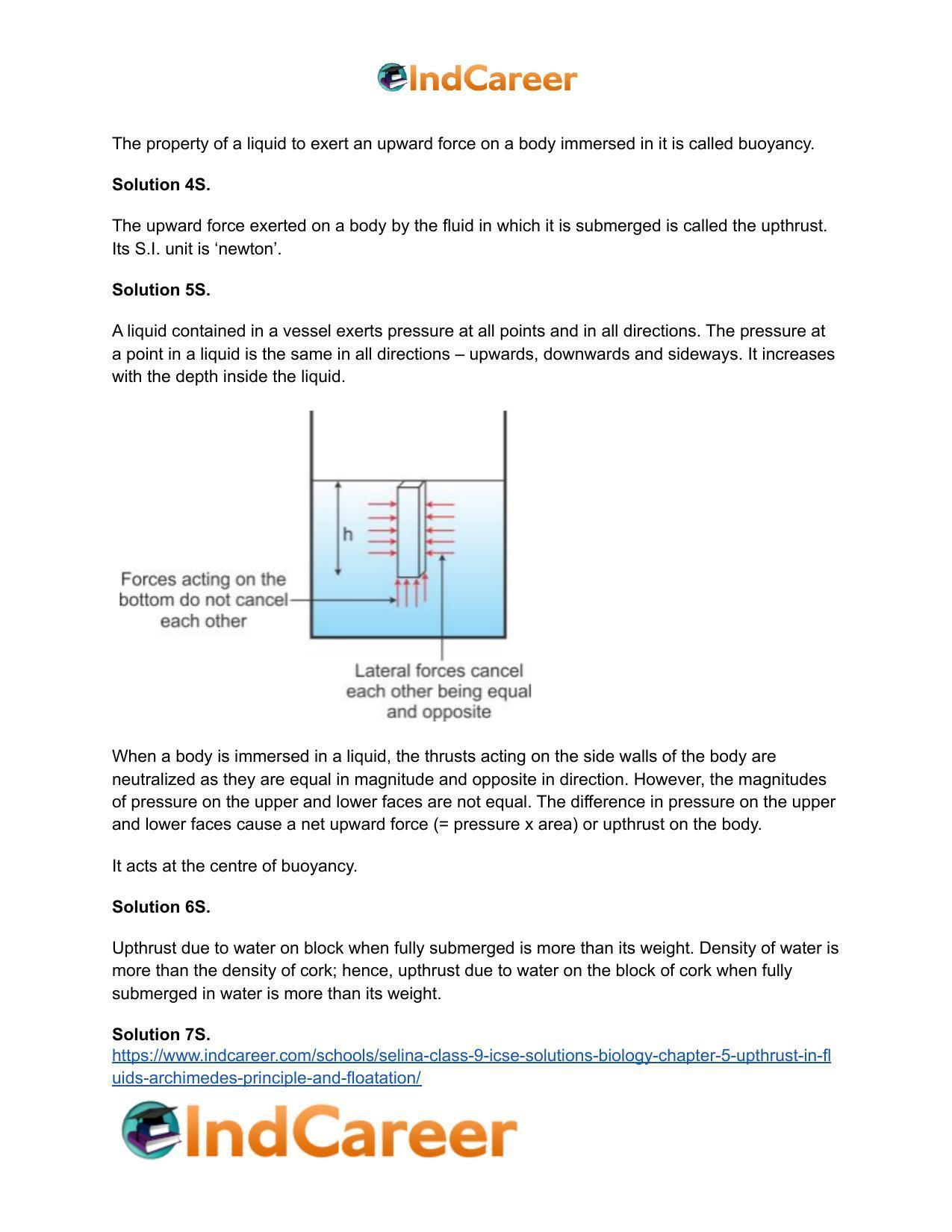 Selina Class 9 ICSE Solutions Biology : Chapter 5- Upthrust in Fluids, Archimedes' Principle and Floatation - Page 3