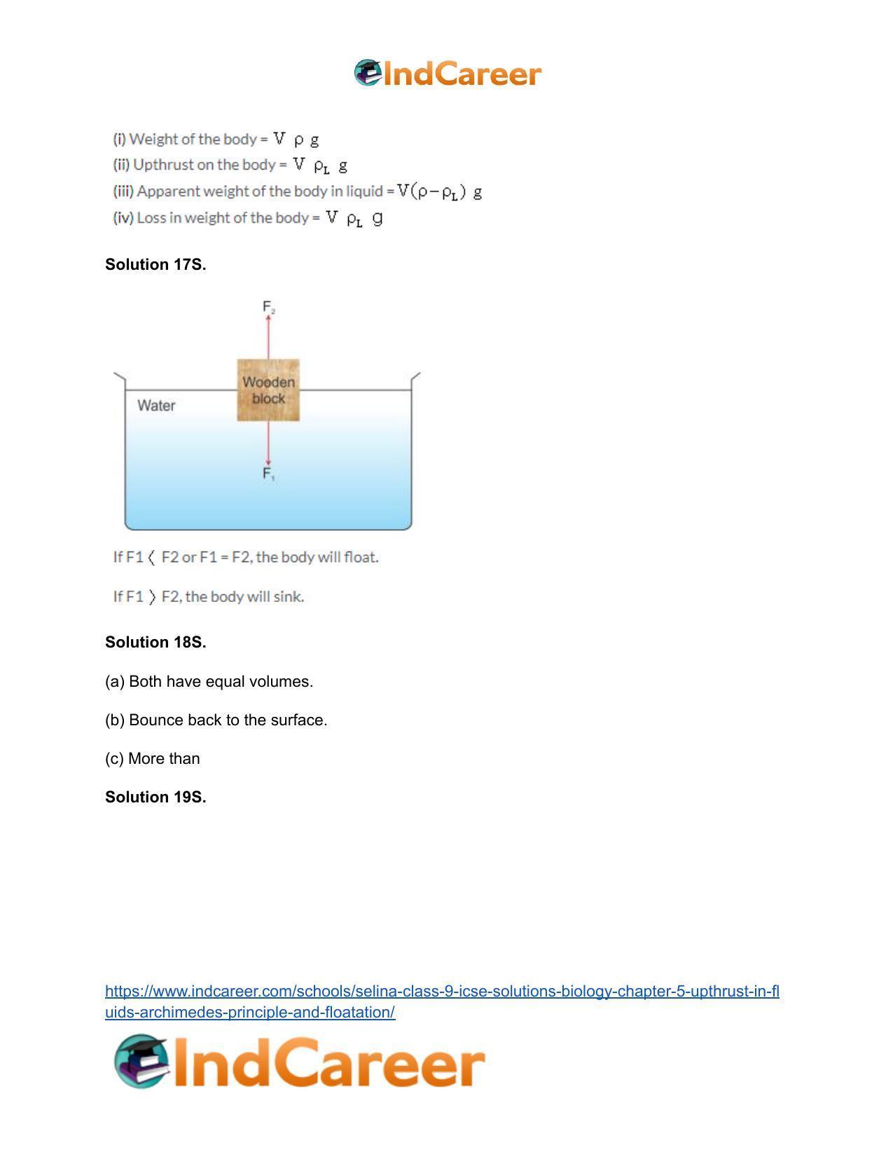 Selina Class 9 ICSE Solutions Biology : Chapter 5- Upthrust in Fluids, Archimedes' Principle and Floatation - Page 6