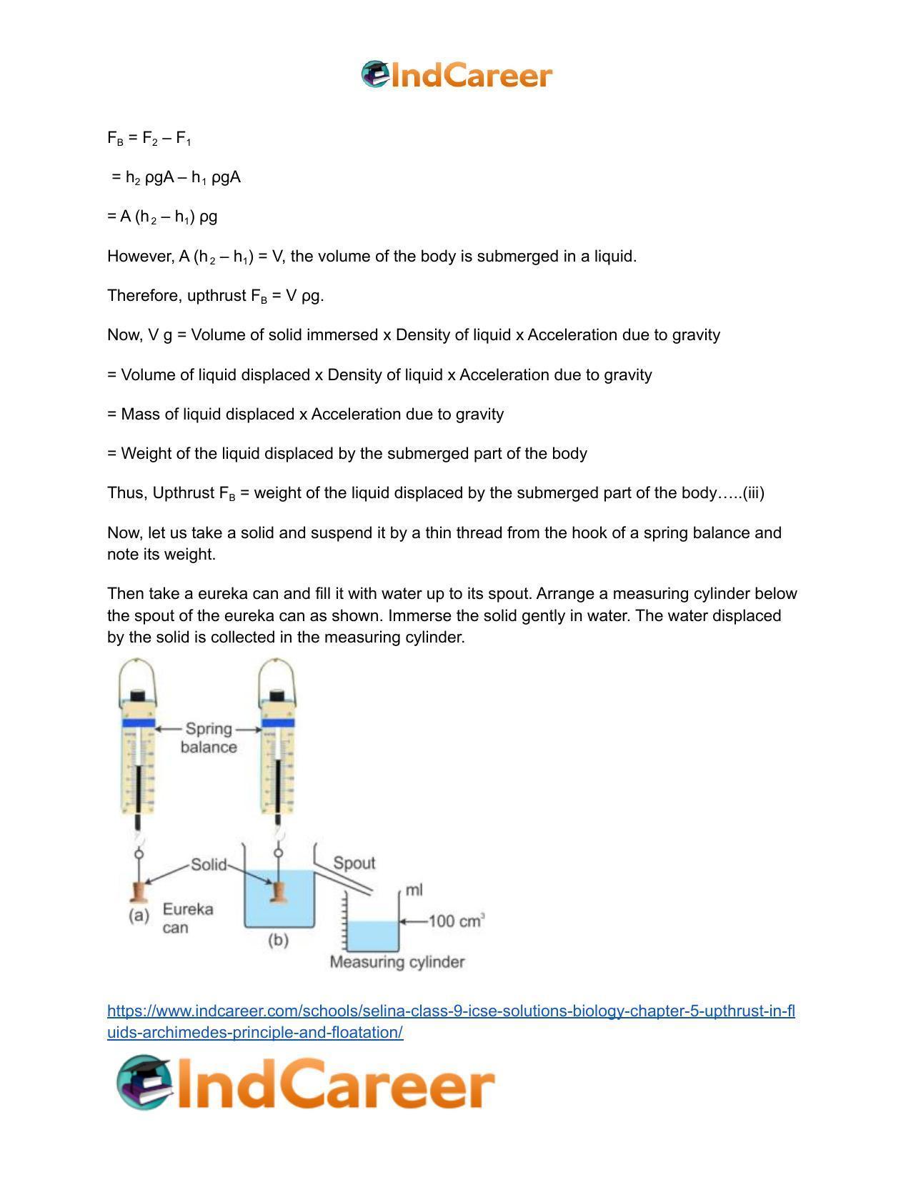 Selina Class 9 ICSE Solutions Biology : Chapter 5- Upthrust in Fluids, Archimedes' Principle and Floatation - Page 8