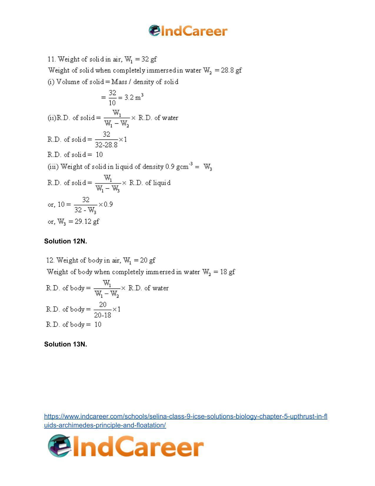 Selina Class 9 ICSE Solutions Biology : Chapter 5- Upthrust in Fluids, Archimedes' Principle and Floatation - Page 24
