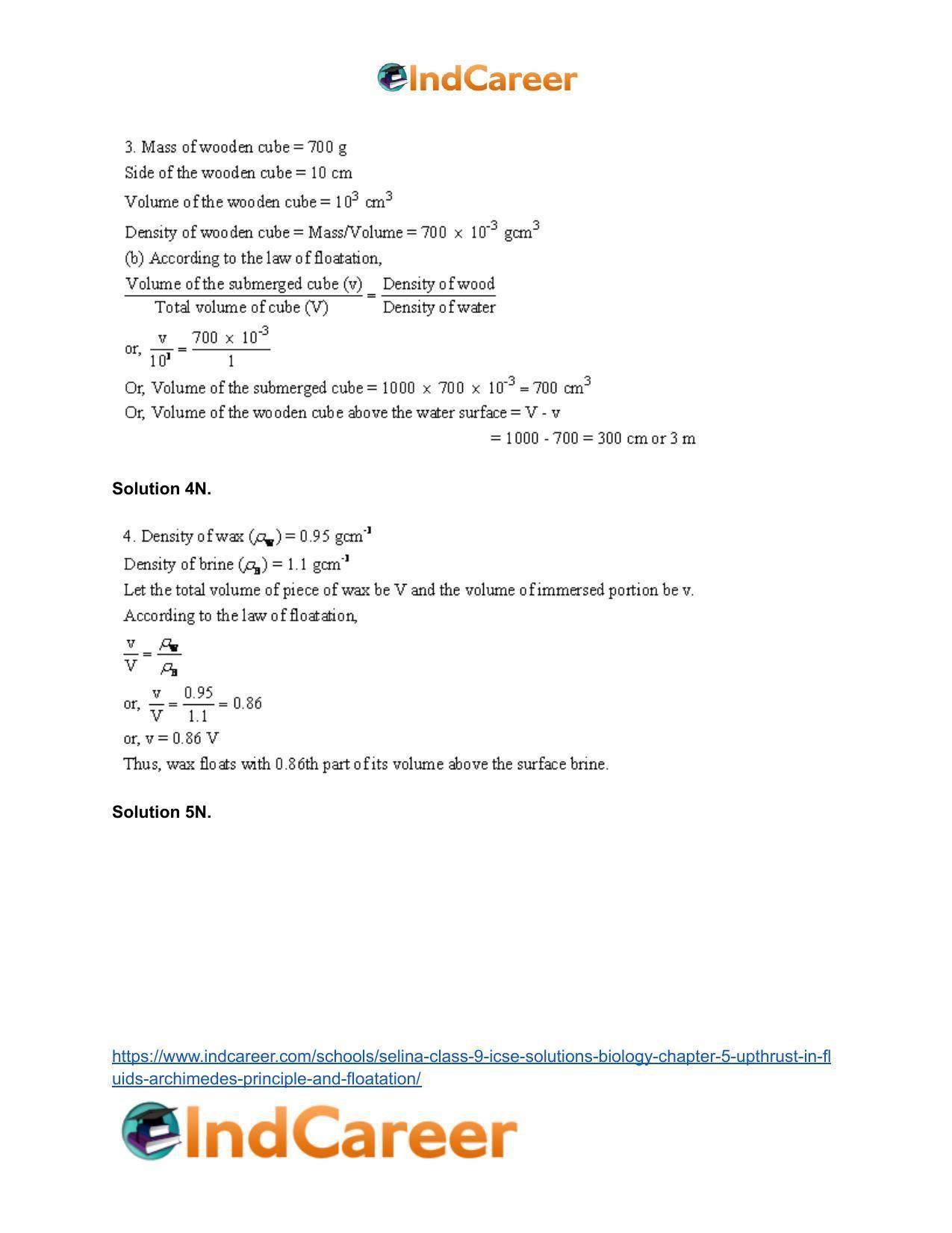 Selina Class 9 ICSE Solutions Biology : Chapter 5- Upthrust in Fluids, Archimedes' Principle and Floatation - Page 34