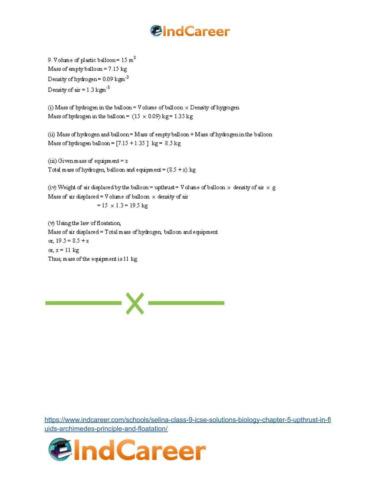 Selina Class 9 ICSE Solutions Biology : Chapter 5- Upthrust in Fluids, Archimedes' Principle and Floatation - Page 38