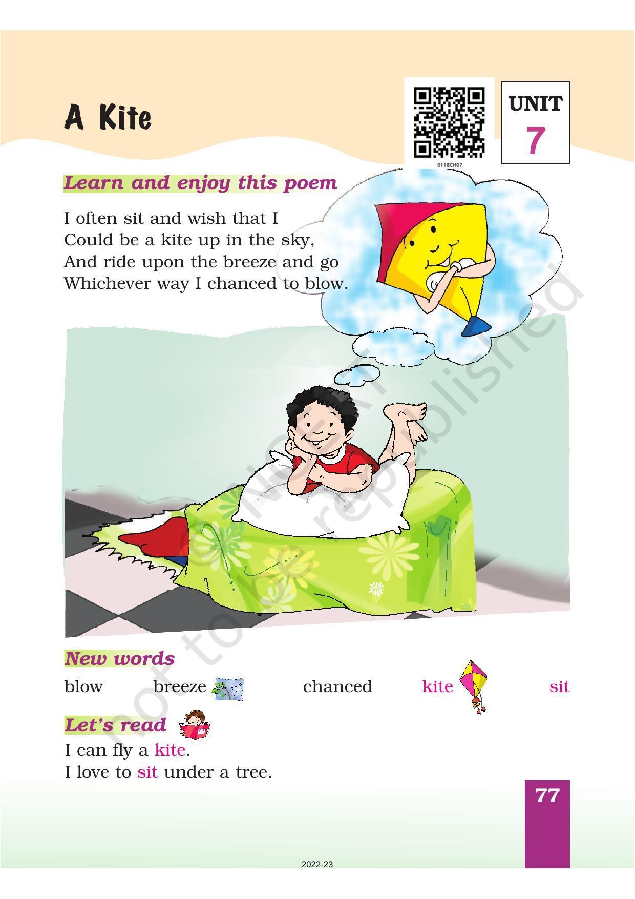 NCERT Book for Class 1 English (Marigold):Unit 7 Poem-A Kite - Page 1
