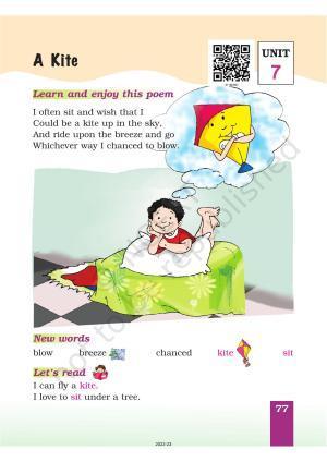 NCERT Book for Class 1 English (Marigold):Unit 7 Poem-A Kite