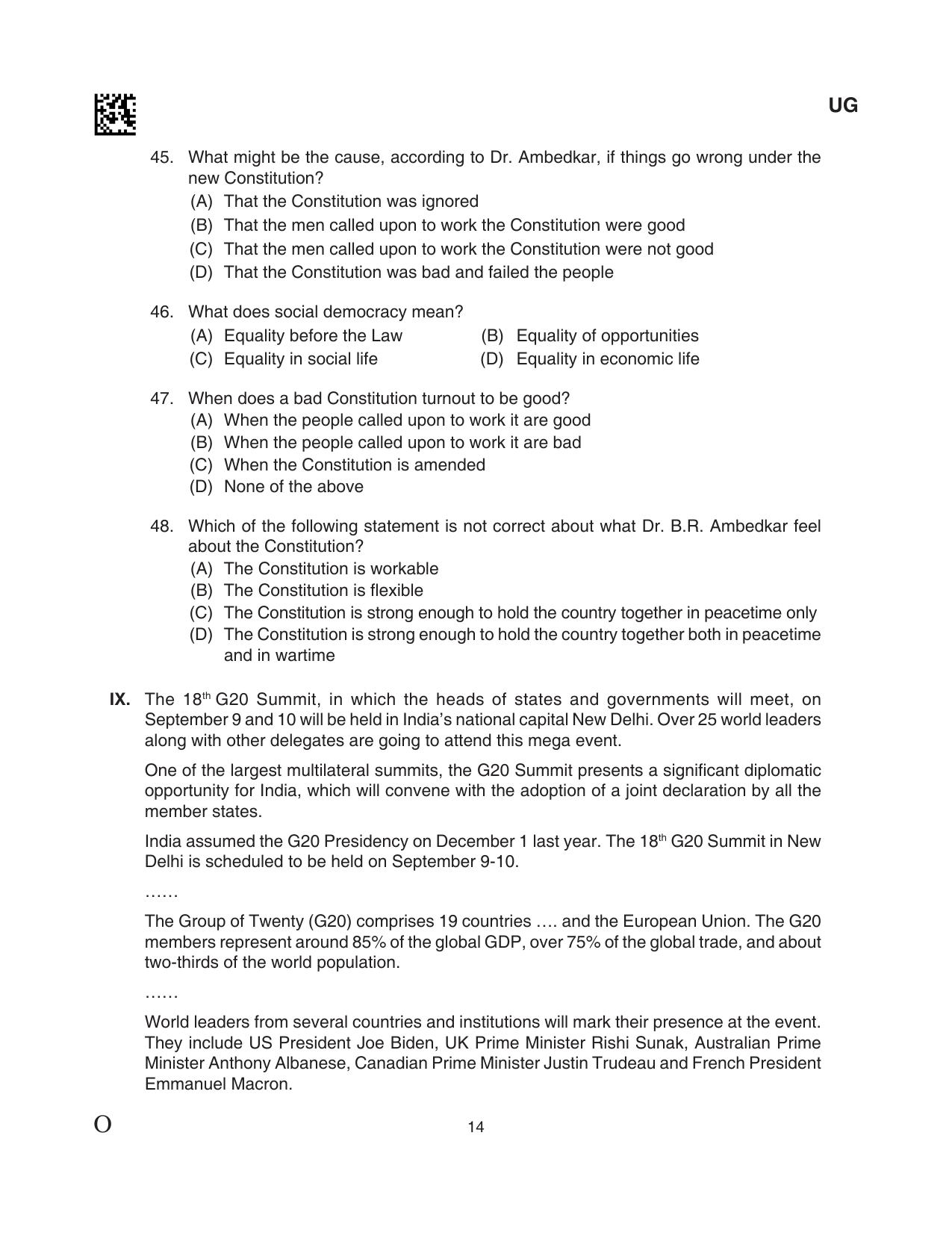 CLAT 2024 UG SET C Question Paper - Page 14