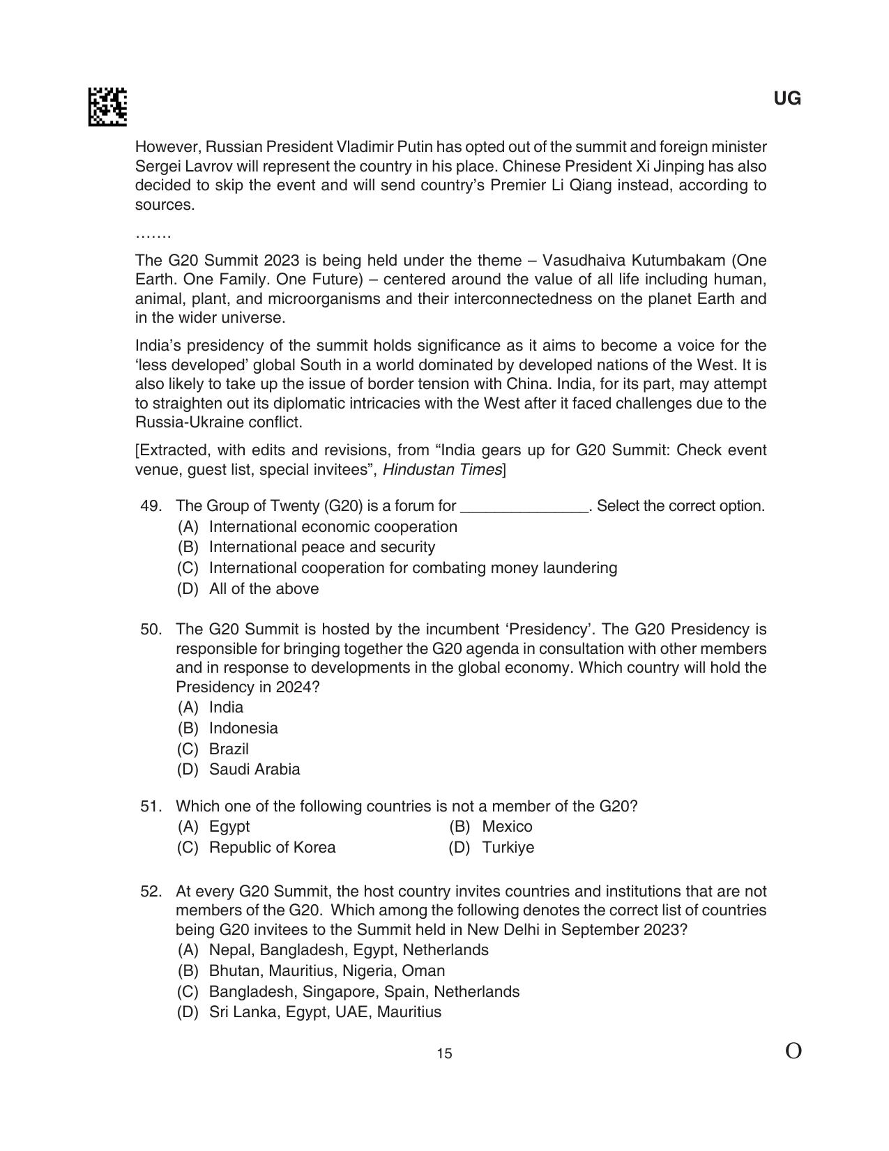 CLAT 2024 UG SET C Question Paper - Page 15