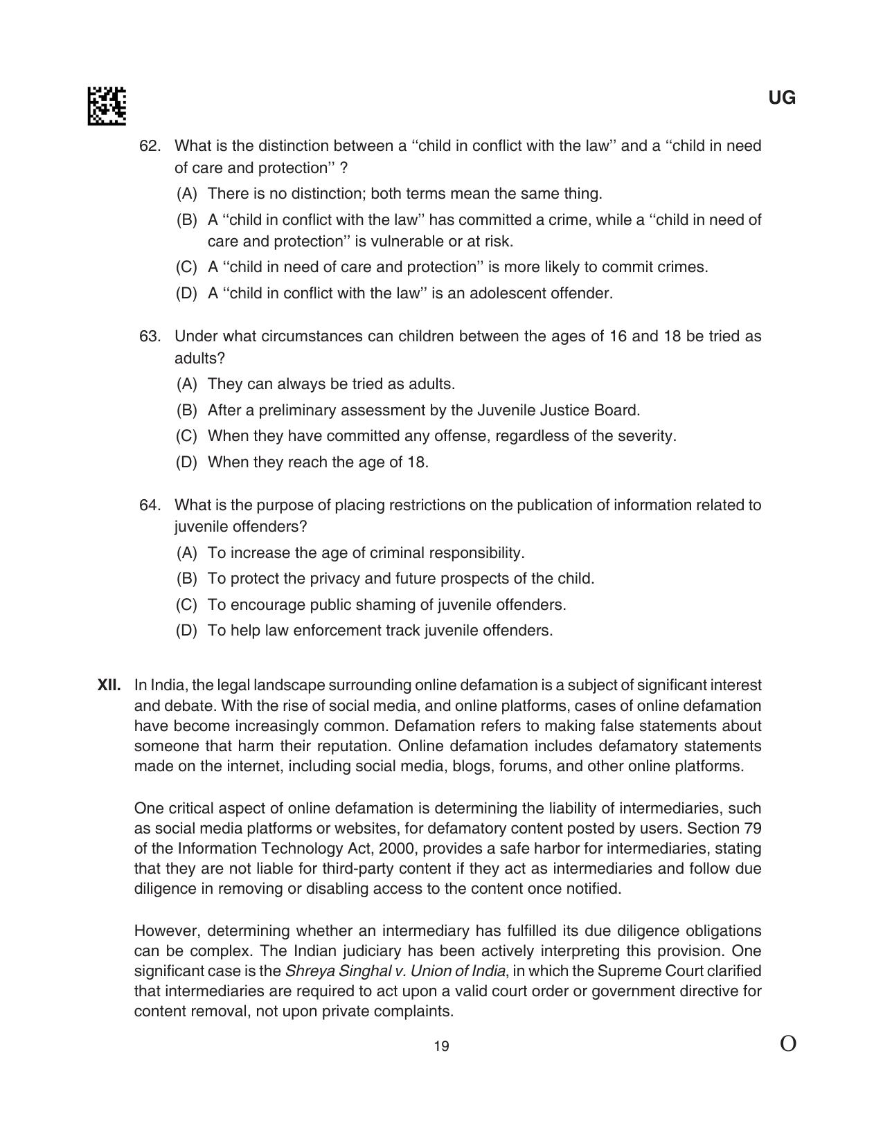 CLAT 2024 UG SET C Question Paper - Page 19