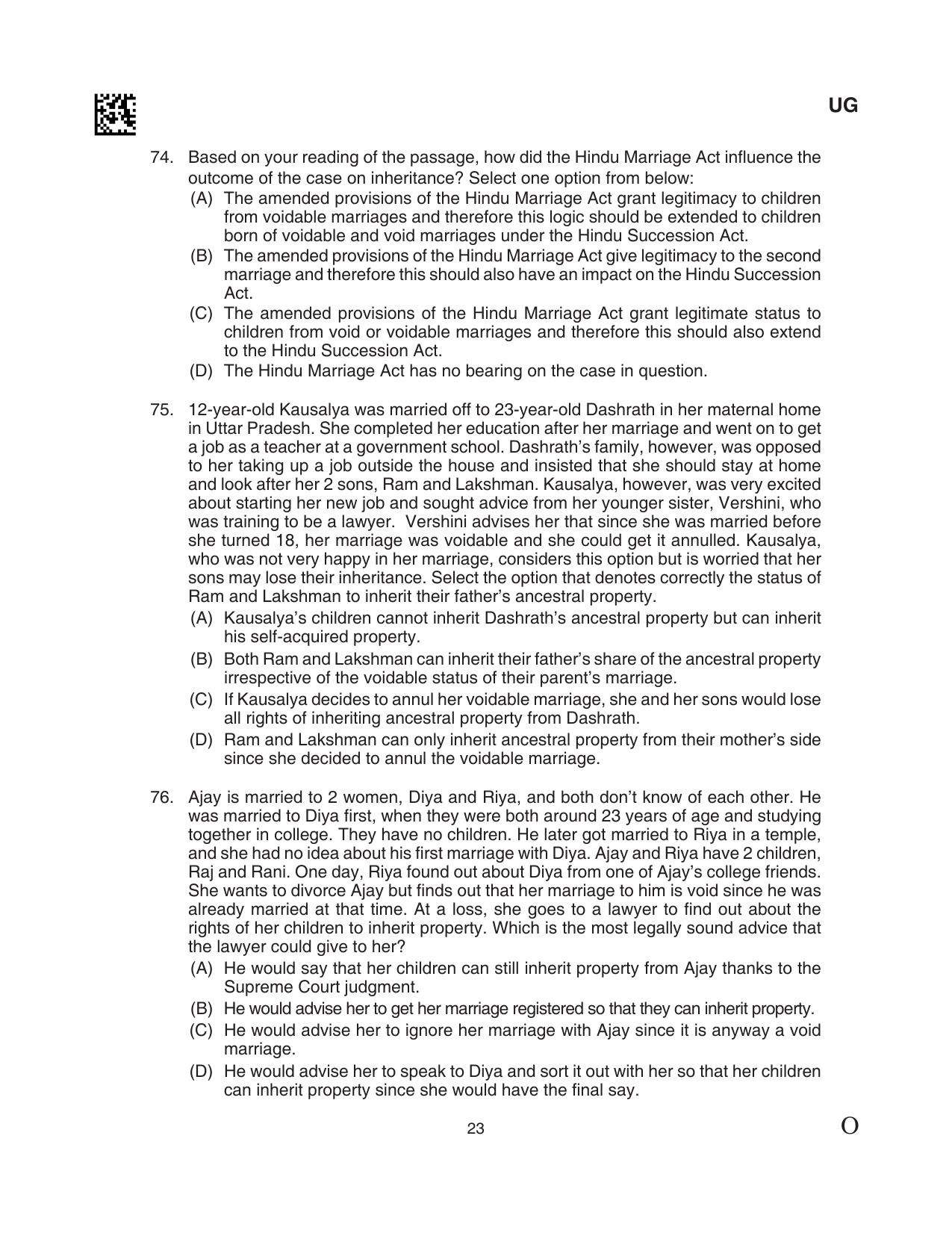 CLAT 2024 UG SET C Question Paper - Page 23