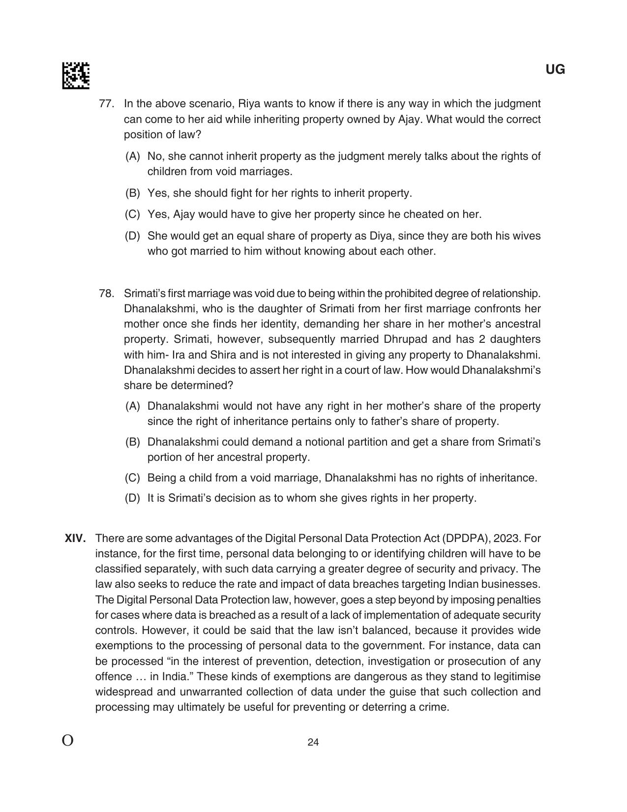 CLAT 2024 UG SET C Question Paper - Page 24
