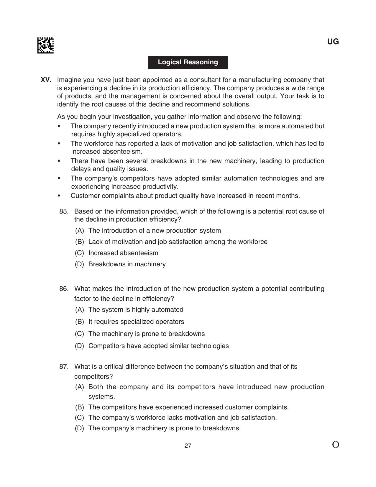 CLAT 2024 UG SET C Question Paper - Page 27