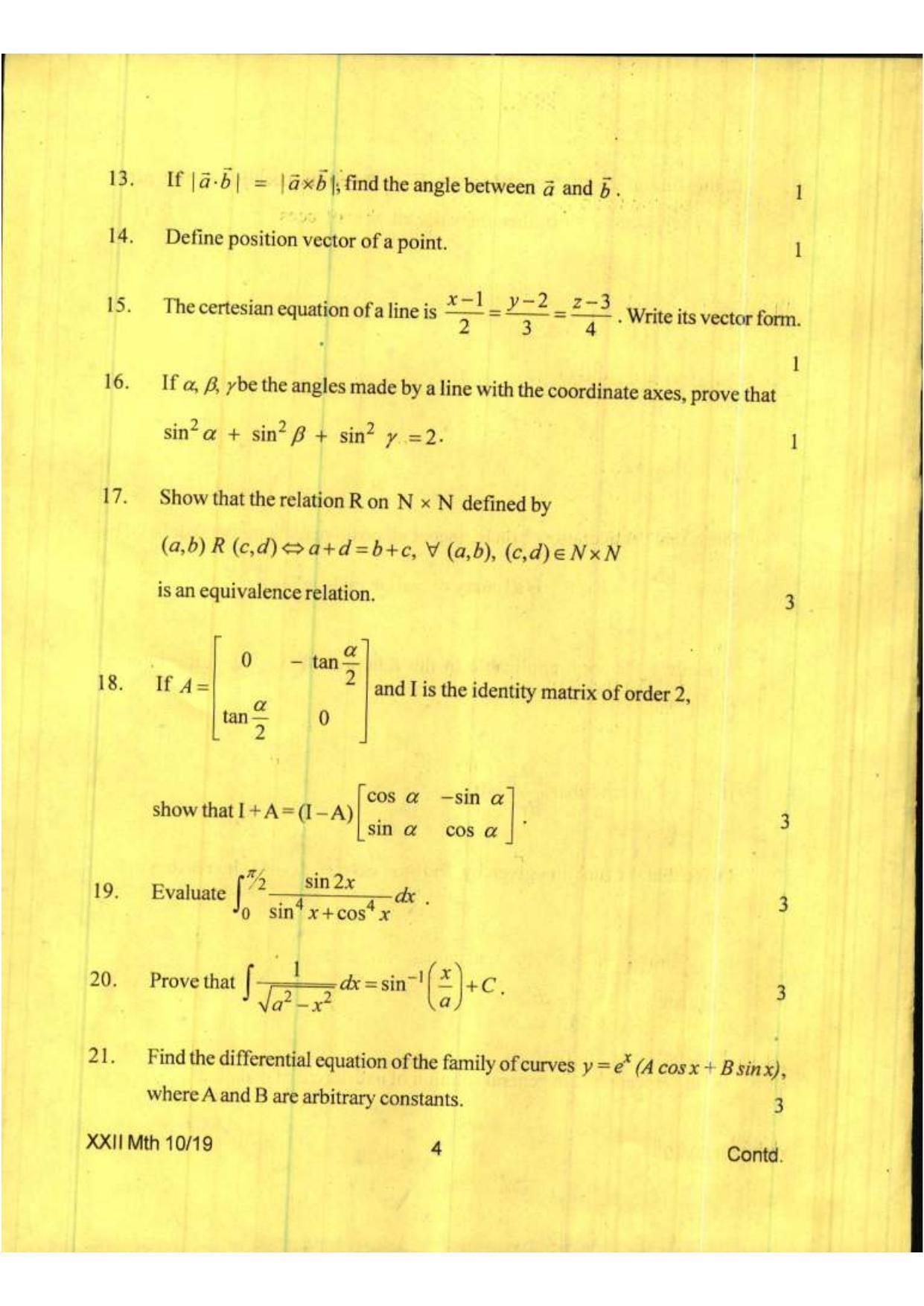 COHSEM Class 12 Mathematics 2019 Question Papers - Page 4