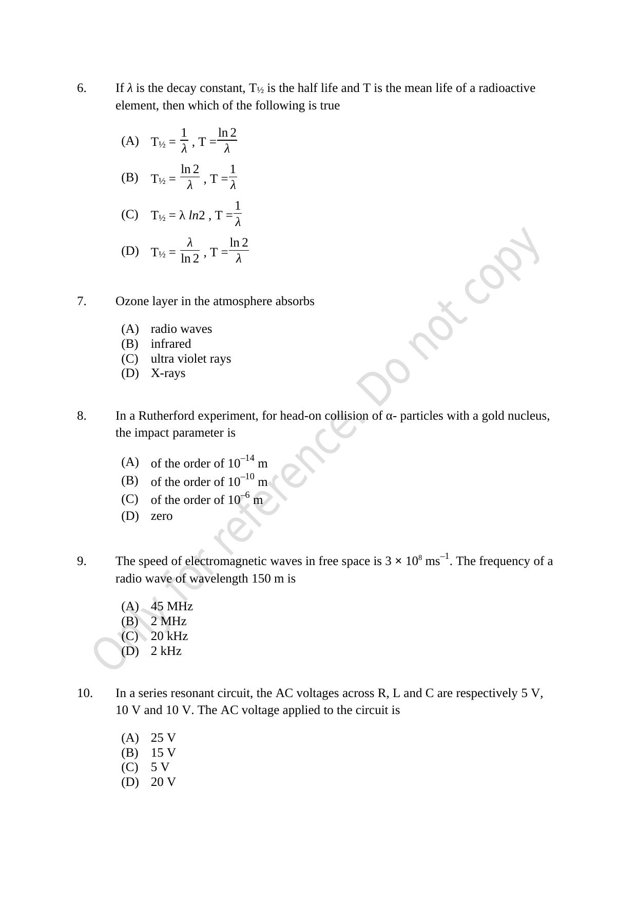 CUSAT CAT 2021 MSC Integrated Biology Shift II Question Paper - Page 2