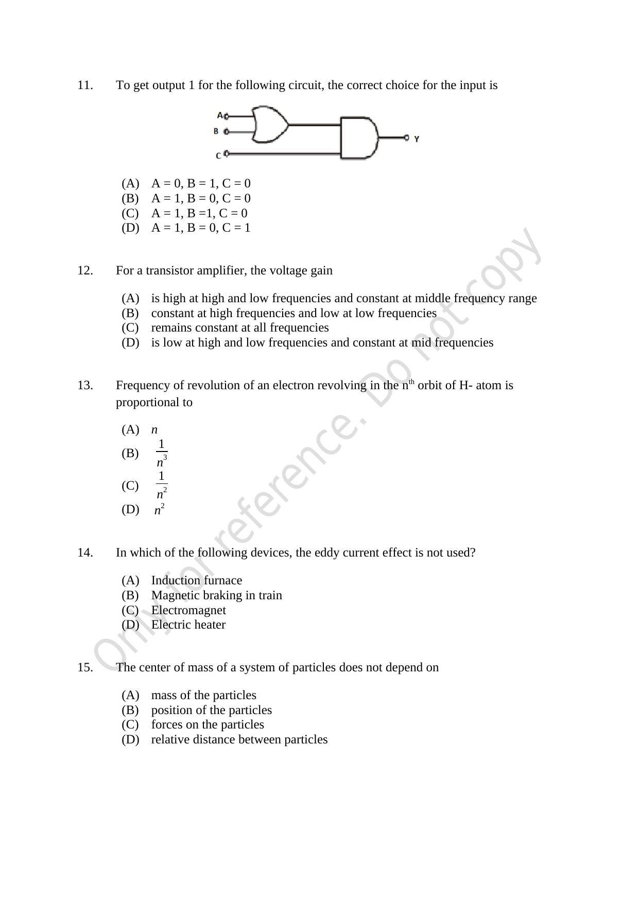 CUSAT CAT 2021 MSC Integrated Biology Shift II Question Paper - Page 4