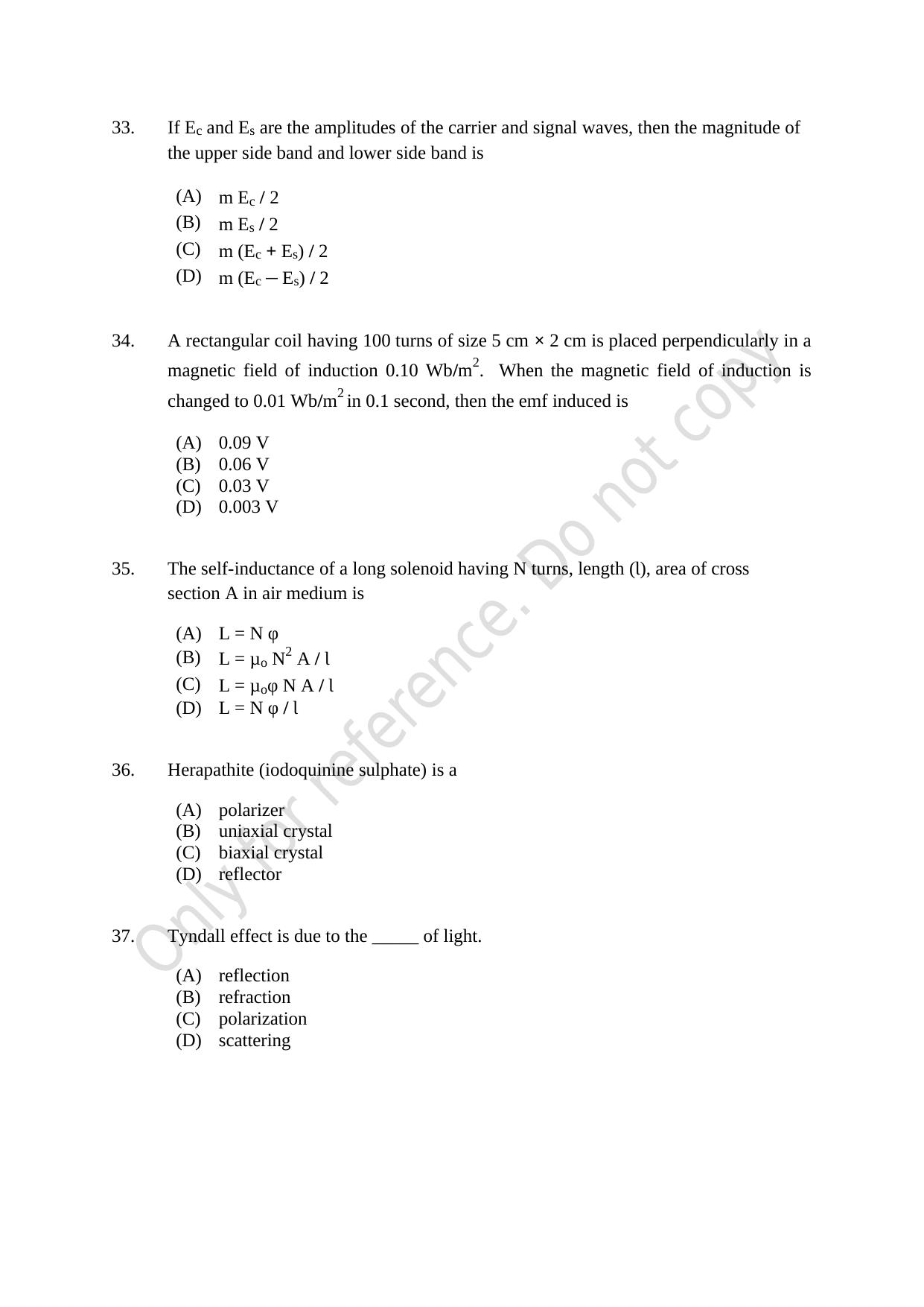 CUSAT CAT 2021 MSC Integrated Biology Shift II Question Paper - Page 8