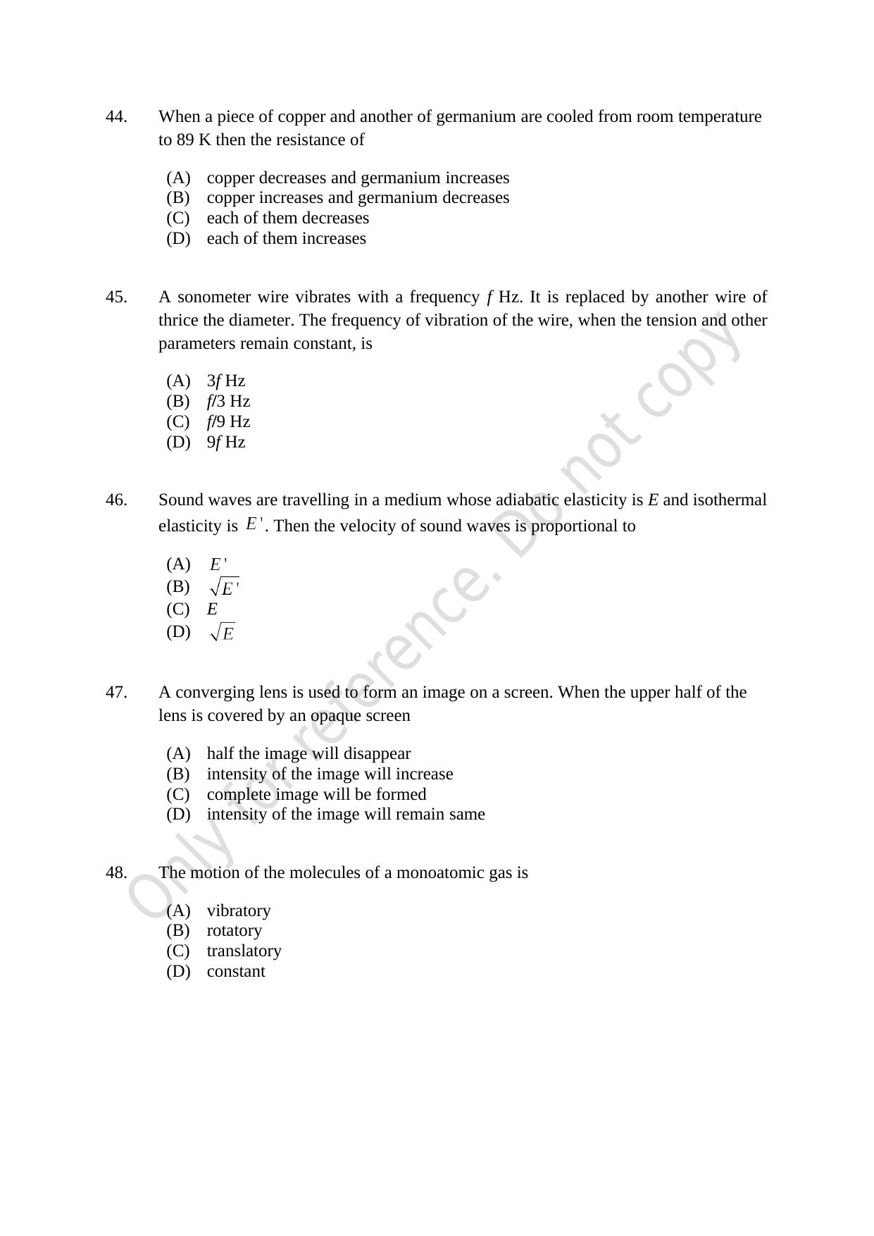 CUSAT CAT 2021 MSC Integrated Biology Shift II Question Paper - Page 10