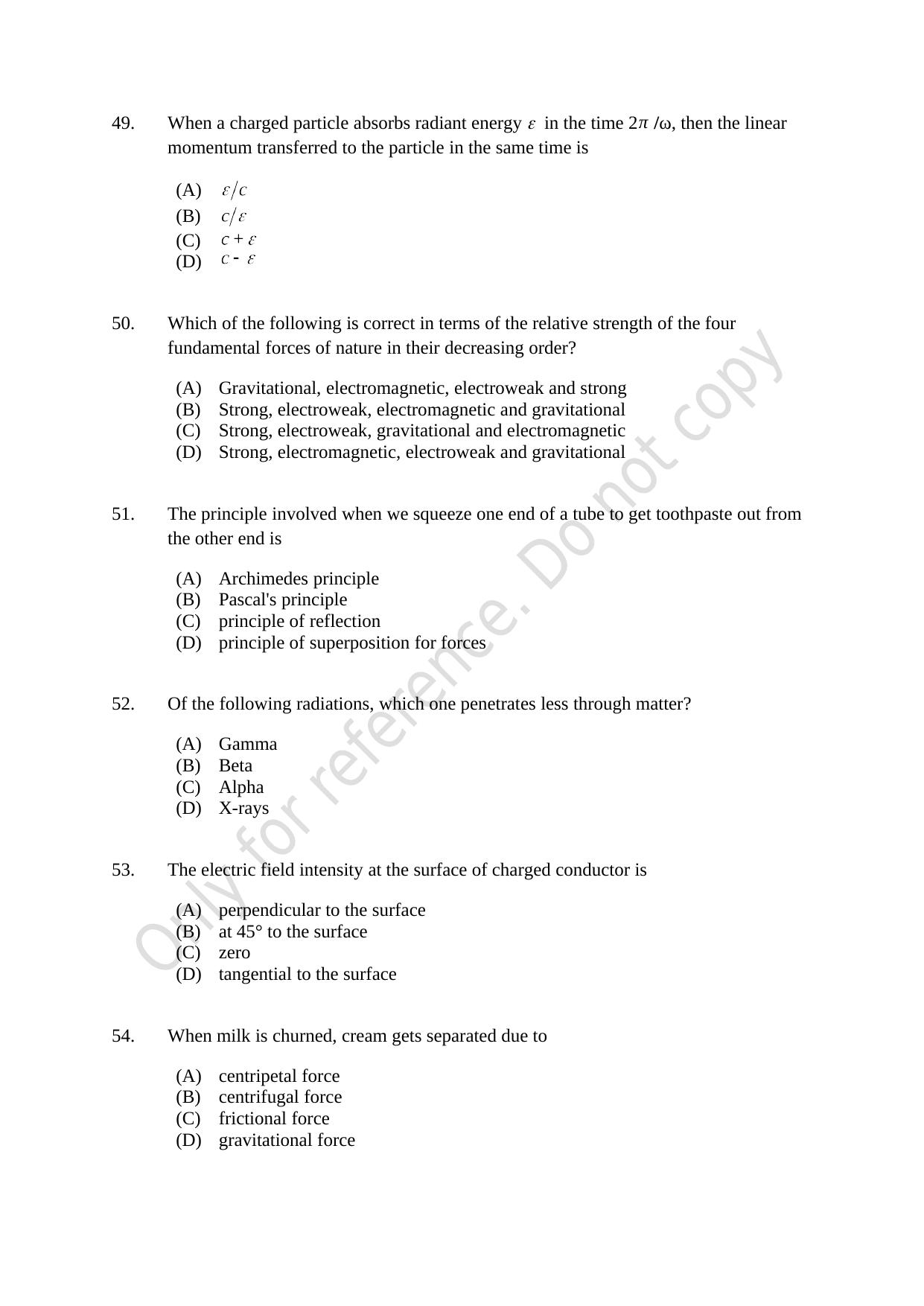 CUSAT CAT 2021 MSC Integrated Biology Shift II Question Paper - Page 11