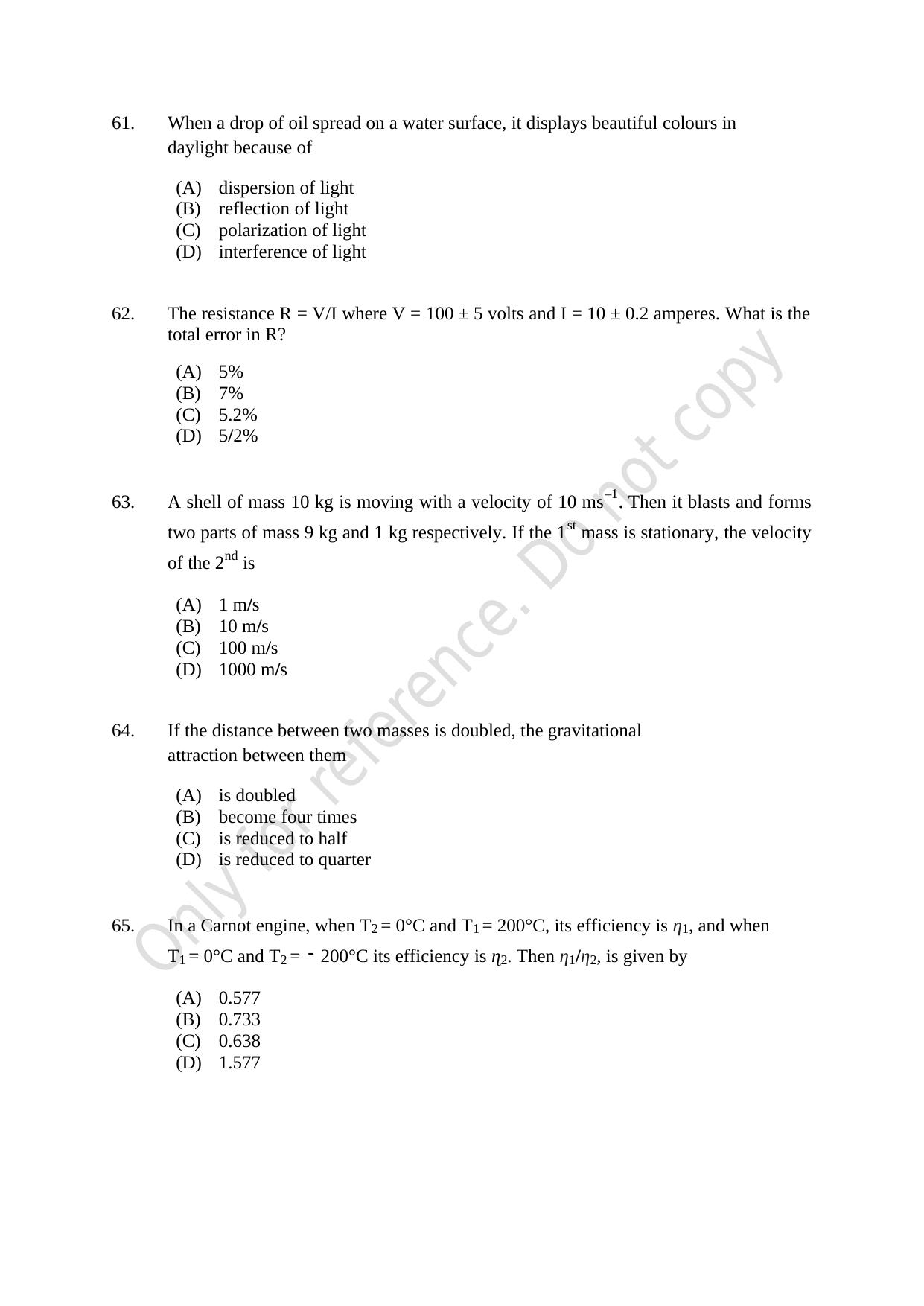 CUSAT CAT 2021 MSC Integrated Biology Shift II Question Paper - Page 13