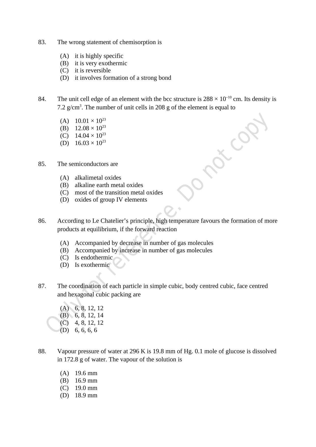 CUSAT CAT 2021 MSC Integrated Biology Shift II Question Paper - Page 17