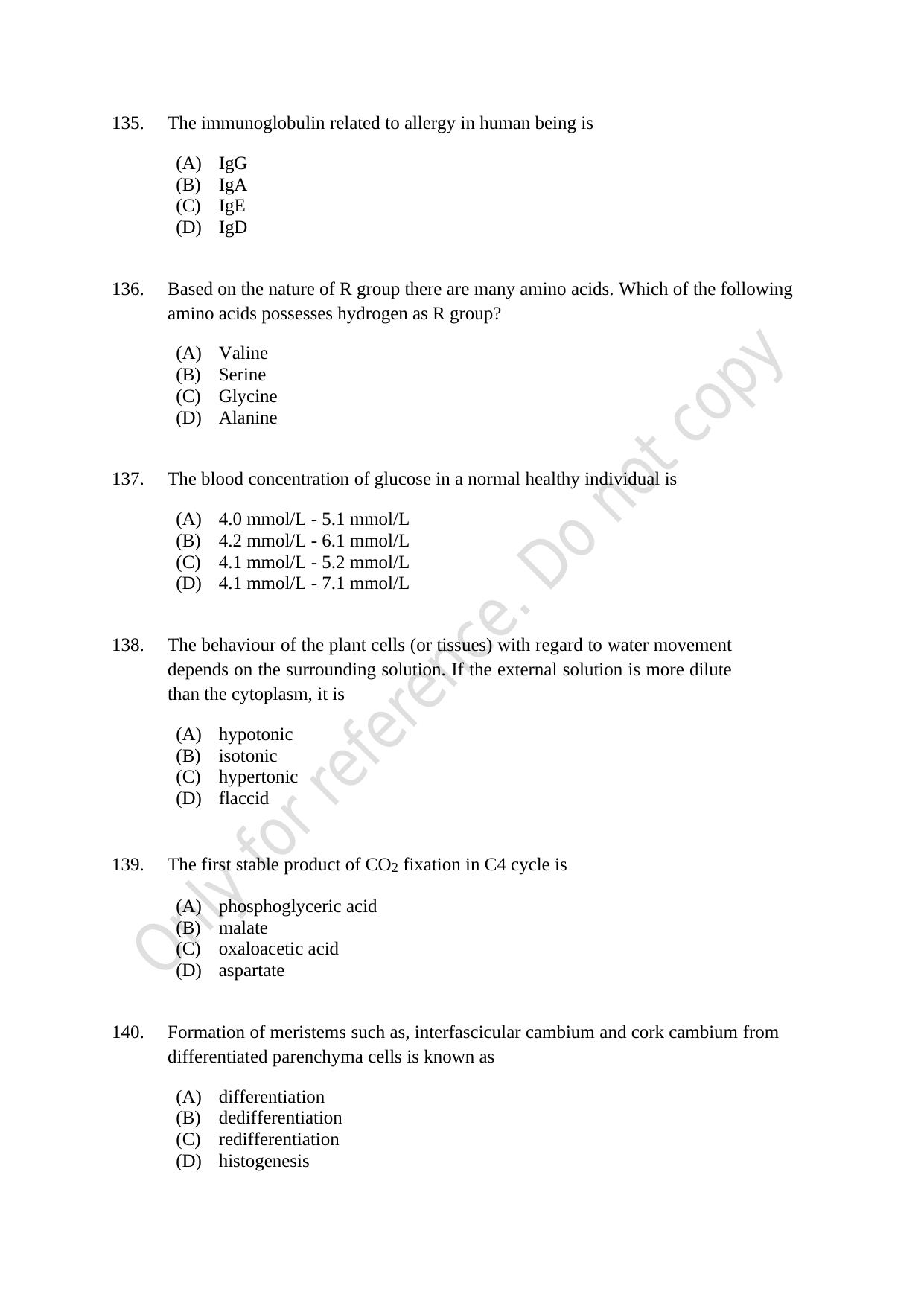 CUSAT CAT 2021 MSC Integrated Biology Shift II Question Paper - Page 28