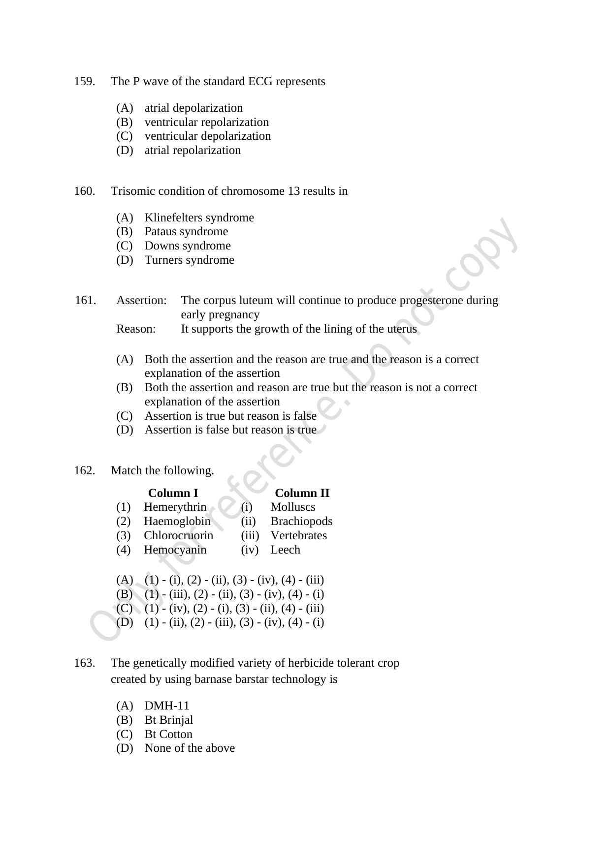 CUSAT CAT 2021 MSC Integrated Biology Shift II Question Paper - Page 32