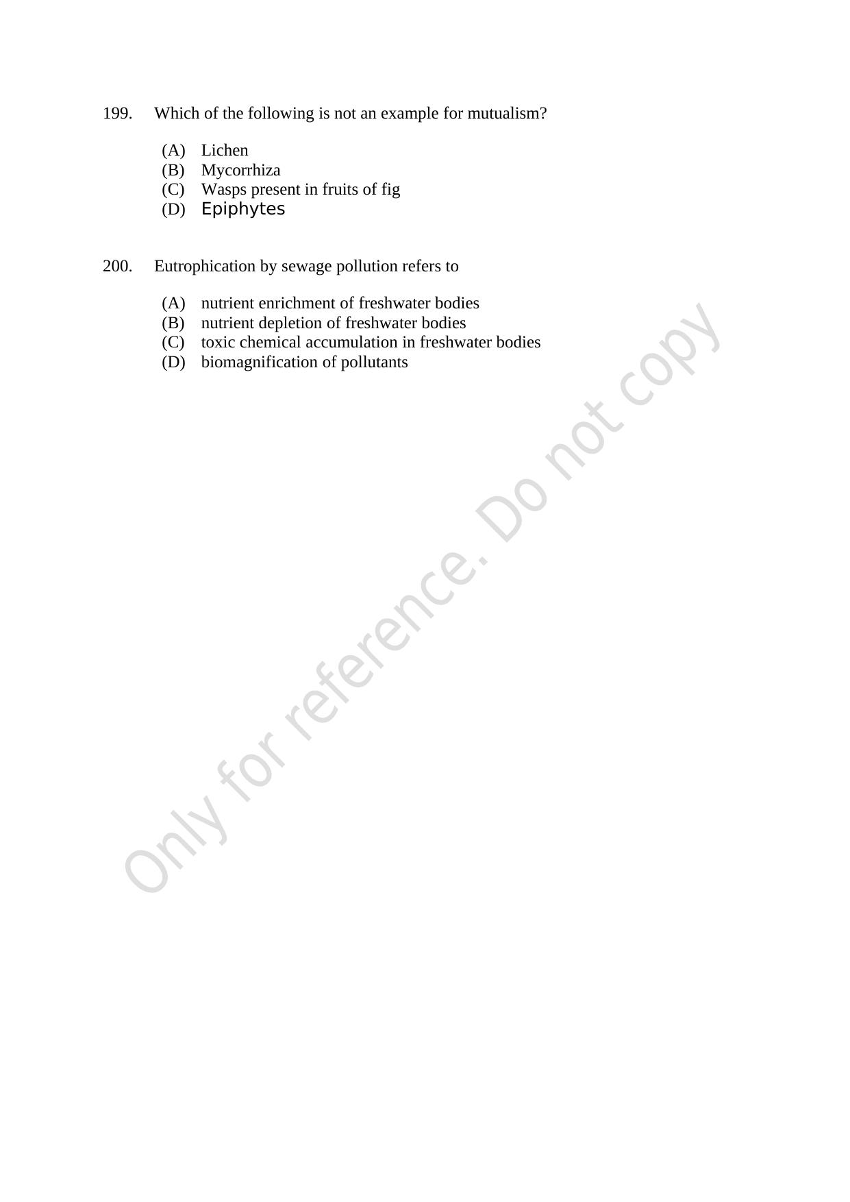 CUSAT CAT 2021 MSC Integrated Biology Shift II Question Paper - Page 40