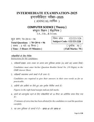 Bihar Board (BSEB) Class XII: 122/221/328- COMPUTER SCIENCE 2025 Model Question Paper