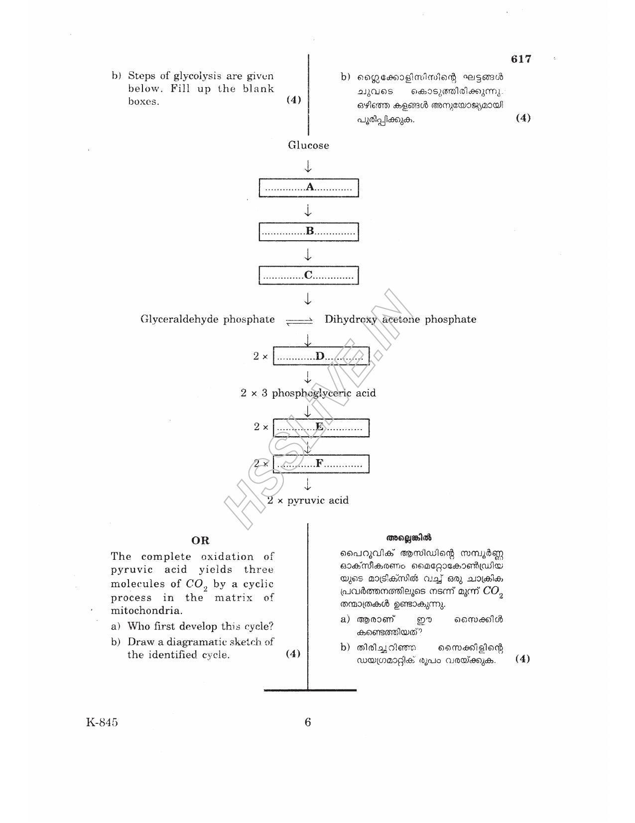 Kerala Plus One 2017  Biology Question Papers - Page 6