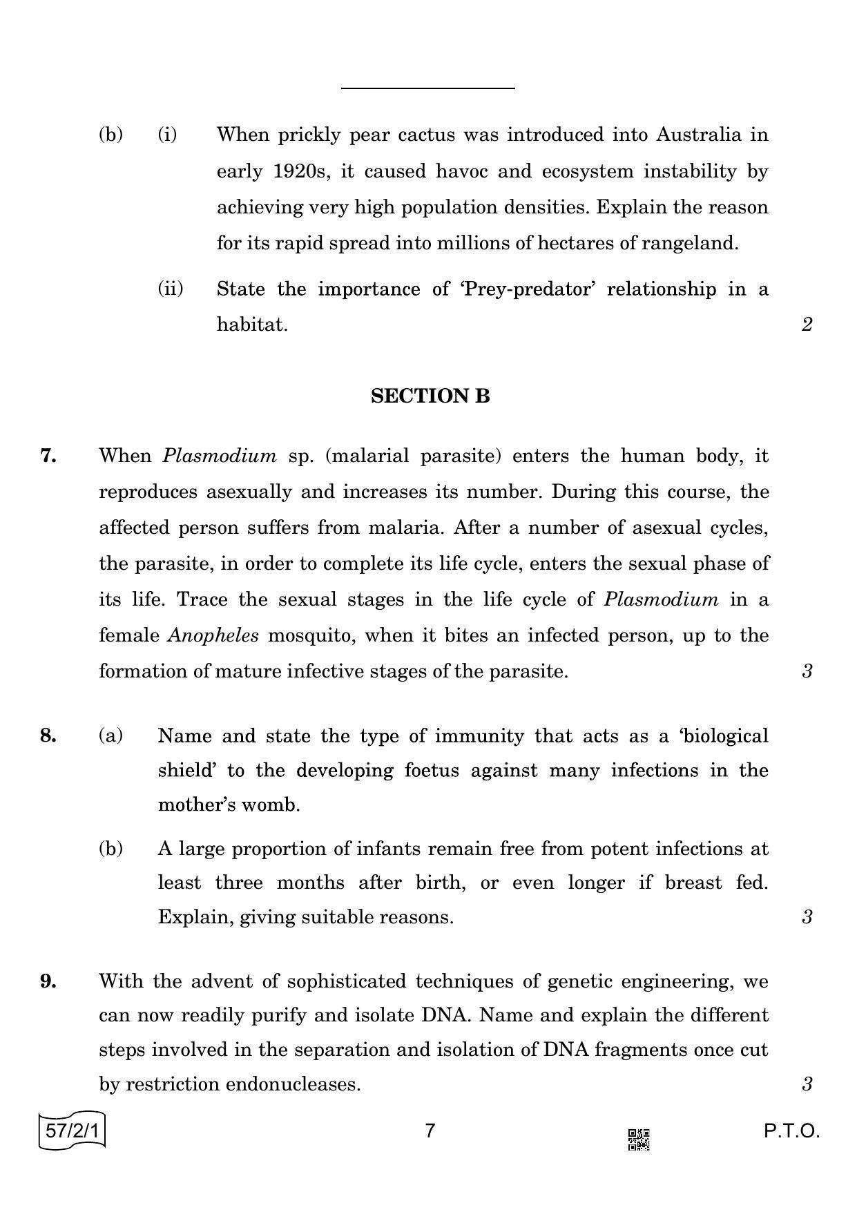 CBSE Class 12 57-2-1 Biology 2022 Question Paper - Page 7