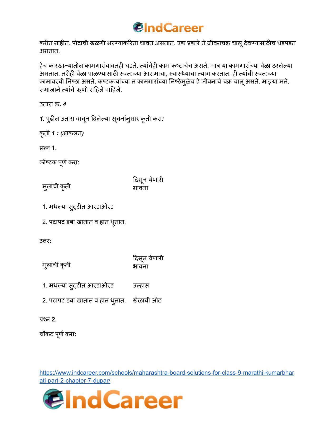 Maharashtra Board Solutions for Class 9- Marathi Kumarbharati (Part- 2): Chapter 7- दुपार - Page 14