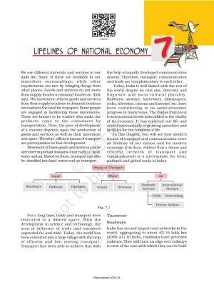 NCERT Book for Class 10 Geography Chapter 7 Lifelines of National Economy