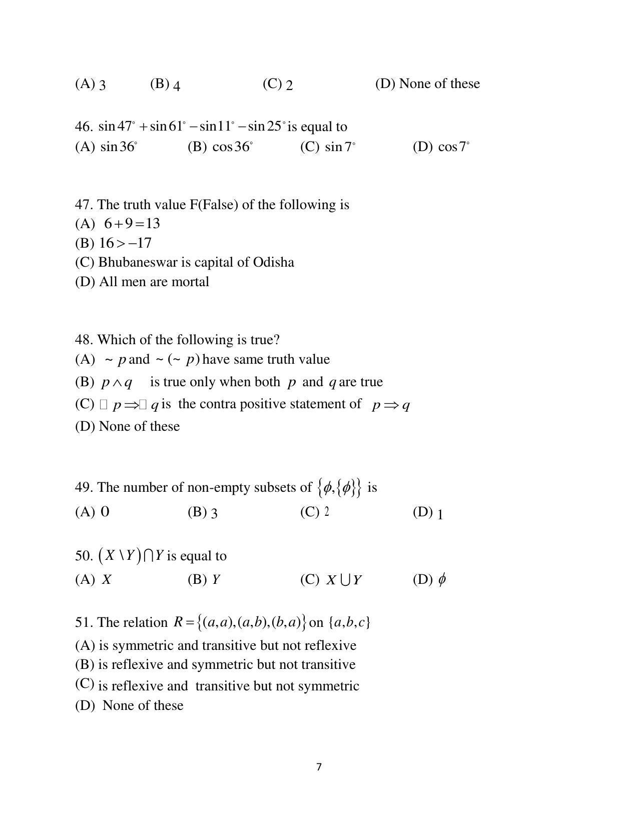 OJEE 2015 MCA (LE) Question Paper - Page 7
