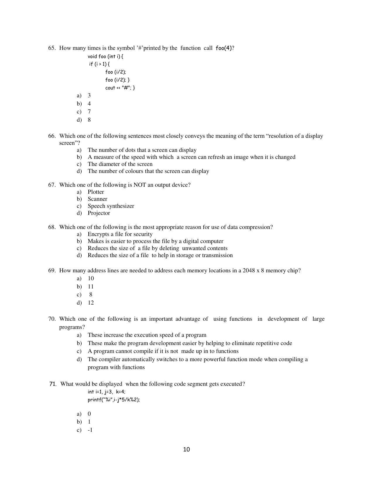 OJEE 2015 MCA (LE) Question Paper - Page 10