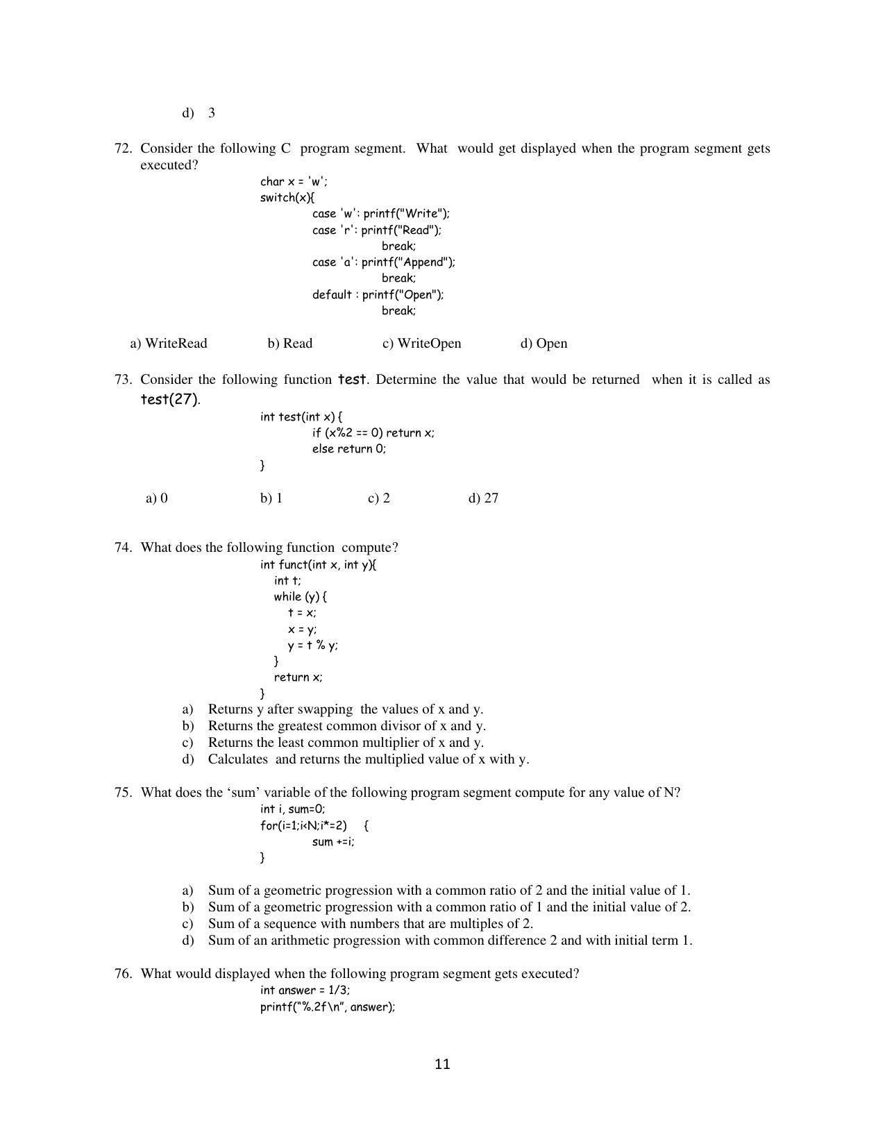 OJEE 2015 MCA (LE) Question Paper - Page 11