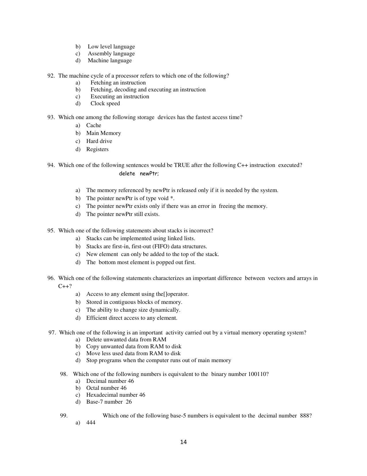 OJEE 2015 MCA (LE) Question Paper - Page 14