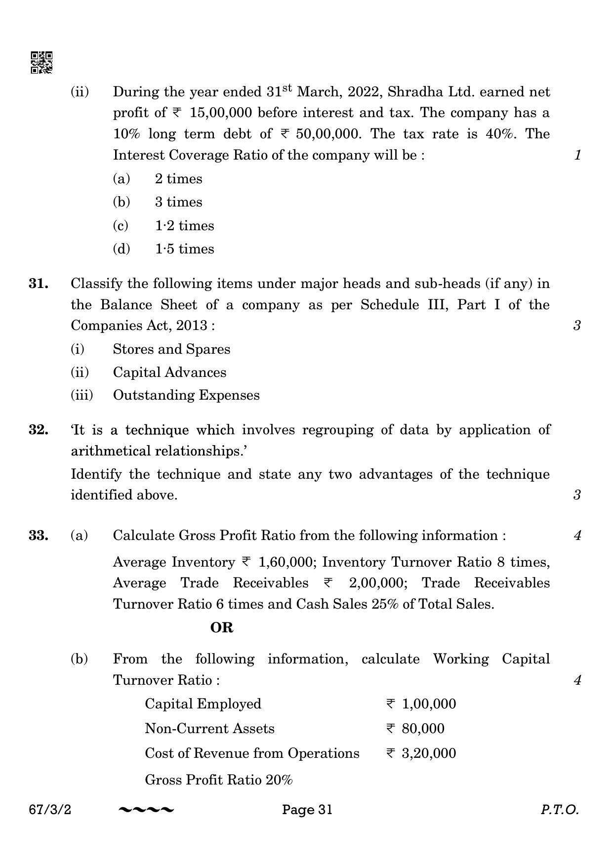 CBSE Class 12 67-3-2 Accountancy 2023 Question Paper - Page 31