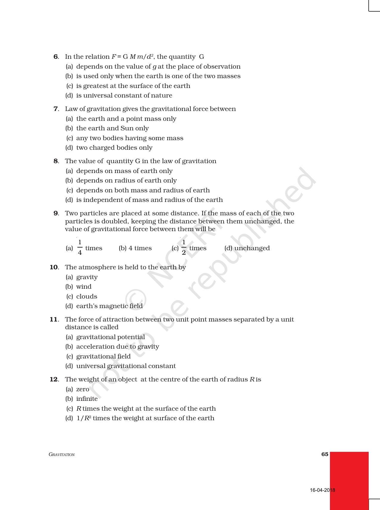 NCERT Exemplar Book for Class 9 Science: Chapter 10 Gravitation - Page 2