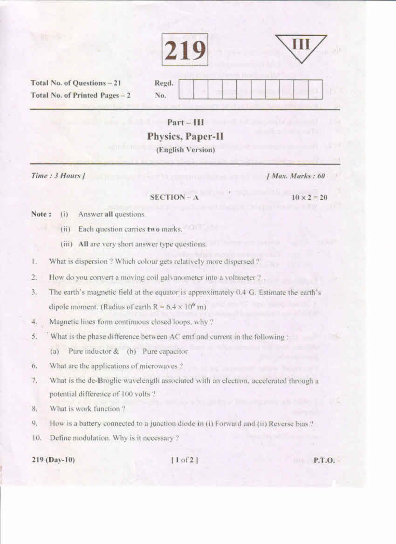 AP Inter 2nd Year Physics-II (EM) May-2019-General Question Paper - Page 1