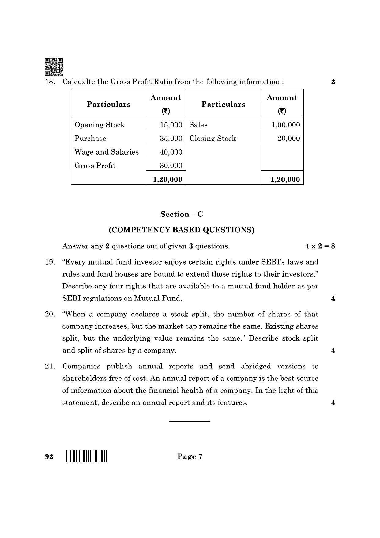 CBSE Class 10 92 Introduction To Financial Markets 2022 Question Paper - Page 7