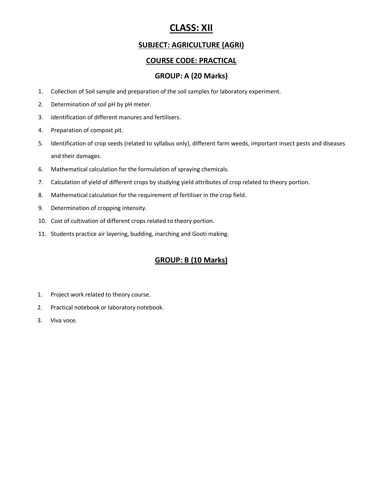 WBCHSE Class 11 & 12 Syllabus for Agriculture (AGRI) (SET III) - Page 10
