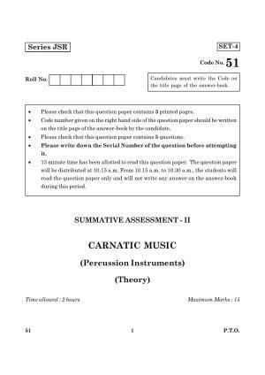 CBSE Class 10 051 CARNATIC MUSIC (THEORY) 2016 Question Paper