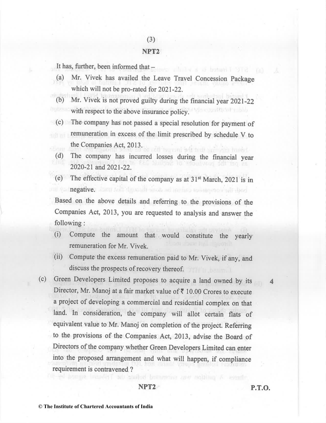 CA Final May 2022 Question Paper - Paper 4 – Corporate & Economic Laws - Page 3