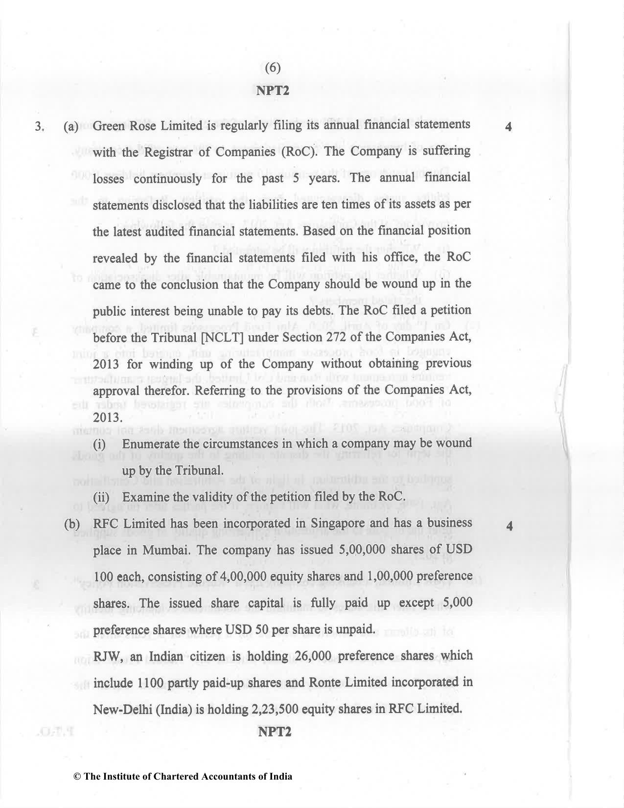 CA Final May 2022 Question Paper - Paper 4 – Corporate & Economic Laws - Page 6