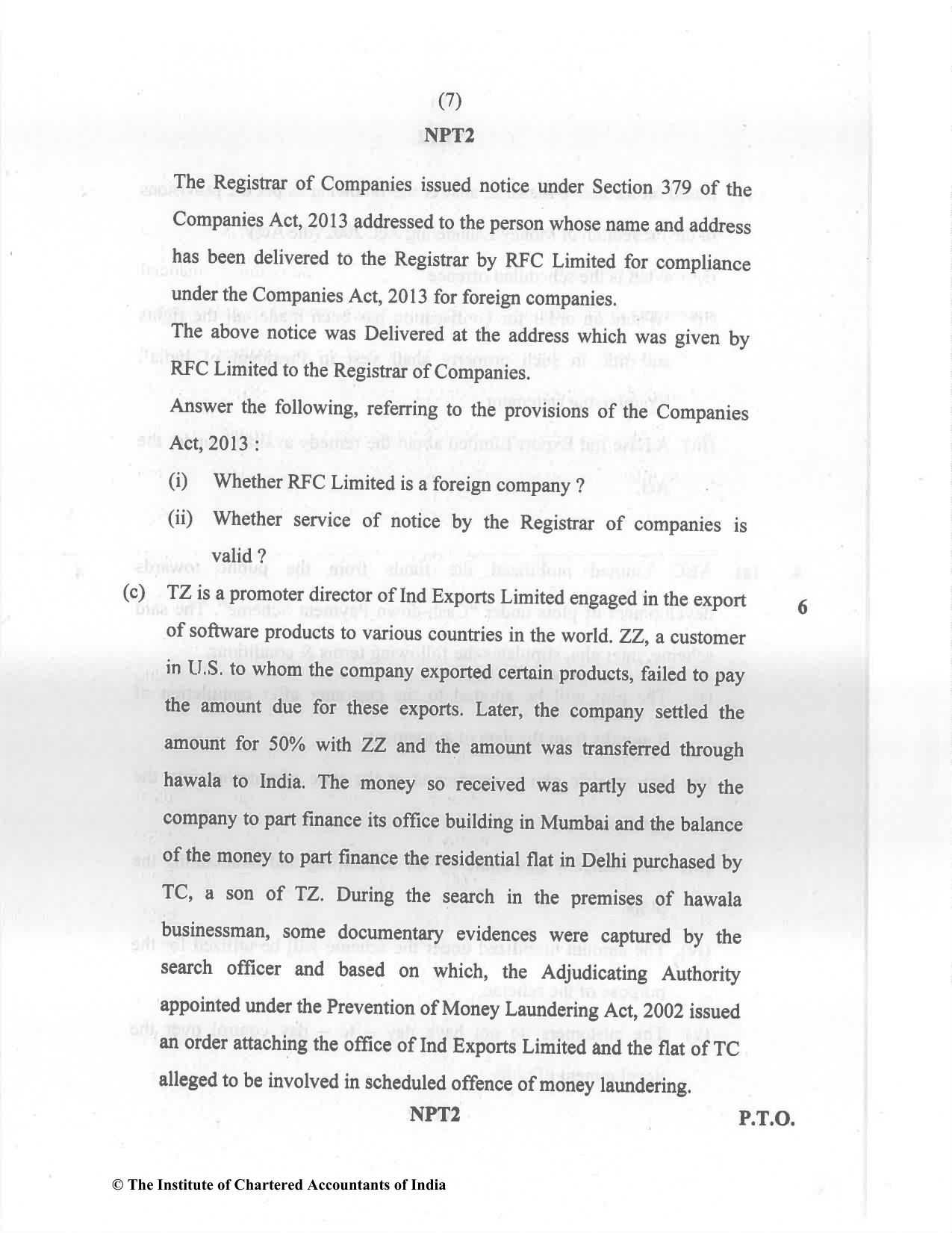 CA Final May 2022 Question Paper - Paper 4 – Corporate & Economic Laws - Page 7