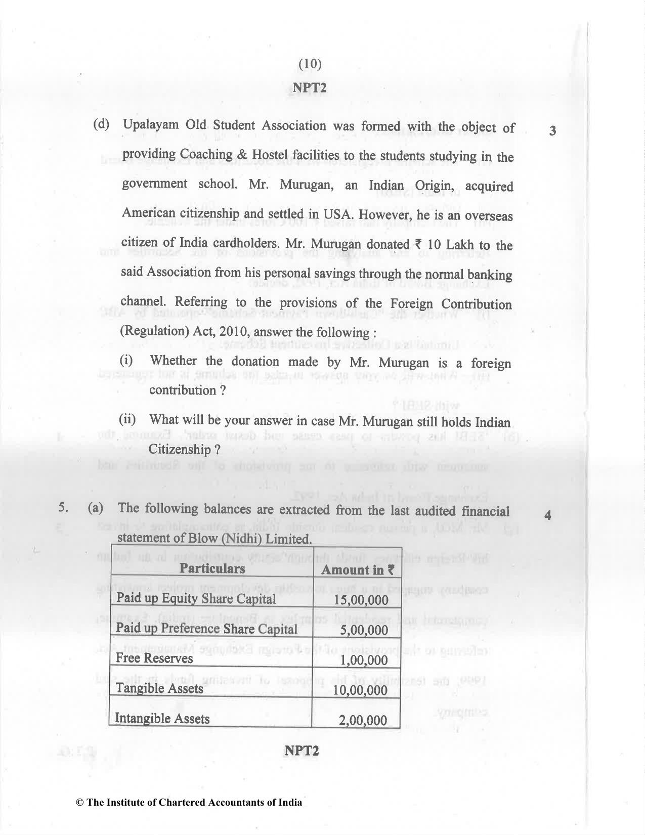 CA Final May 2022 Question Paper - Paper 4 – Corporate & Economic Laws - Page 10