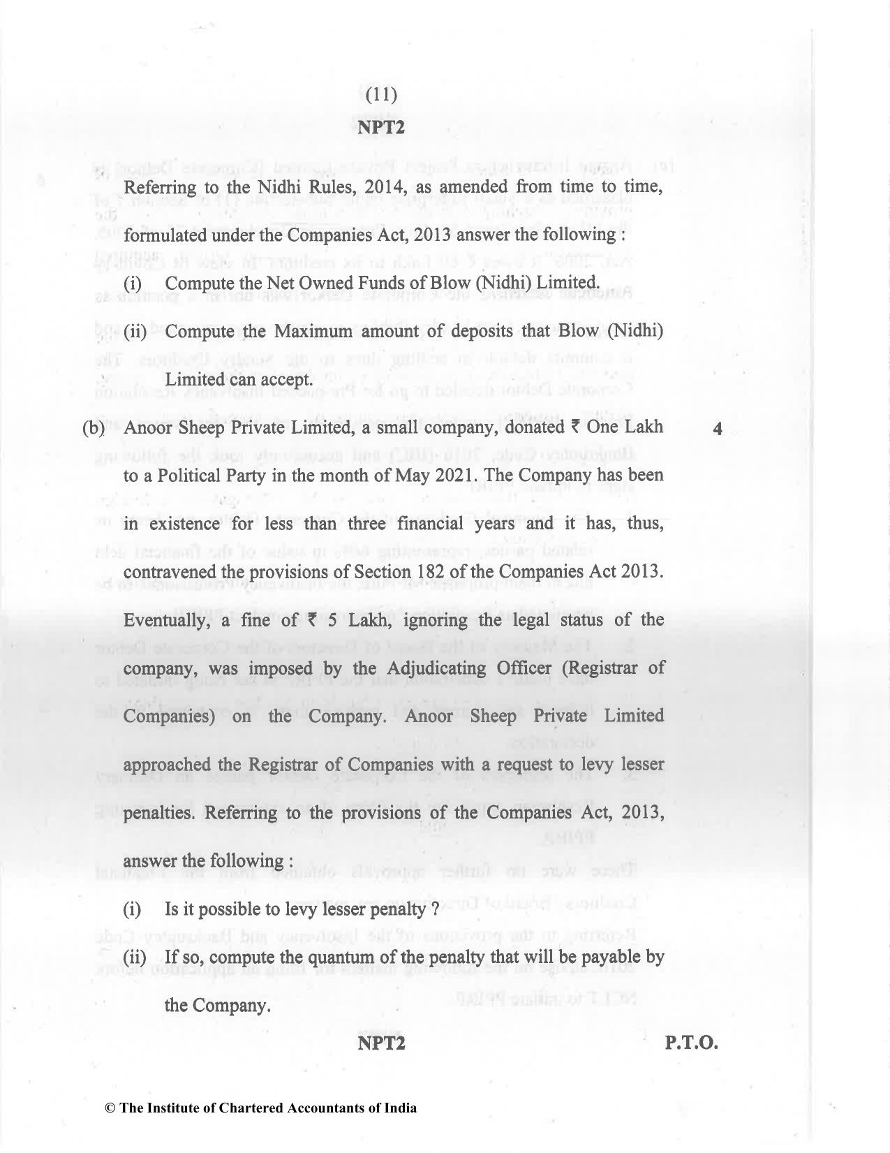 CA Final May 2022 Question Paper - Paper 4 – Corporate & Economic Laws - Page 11