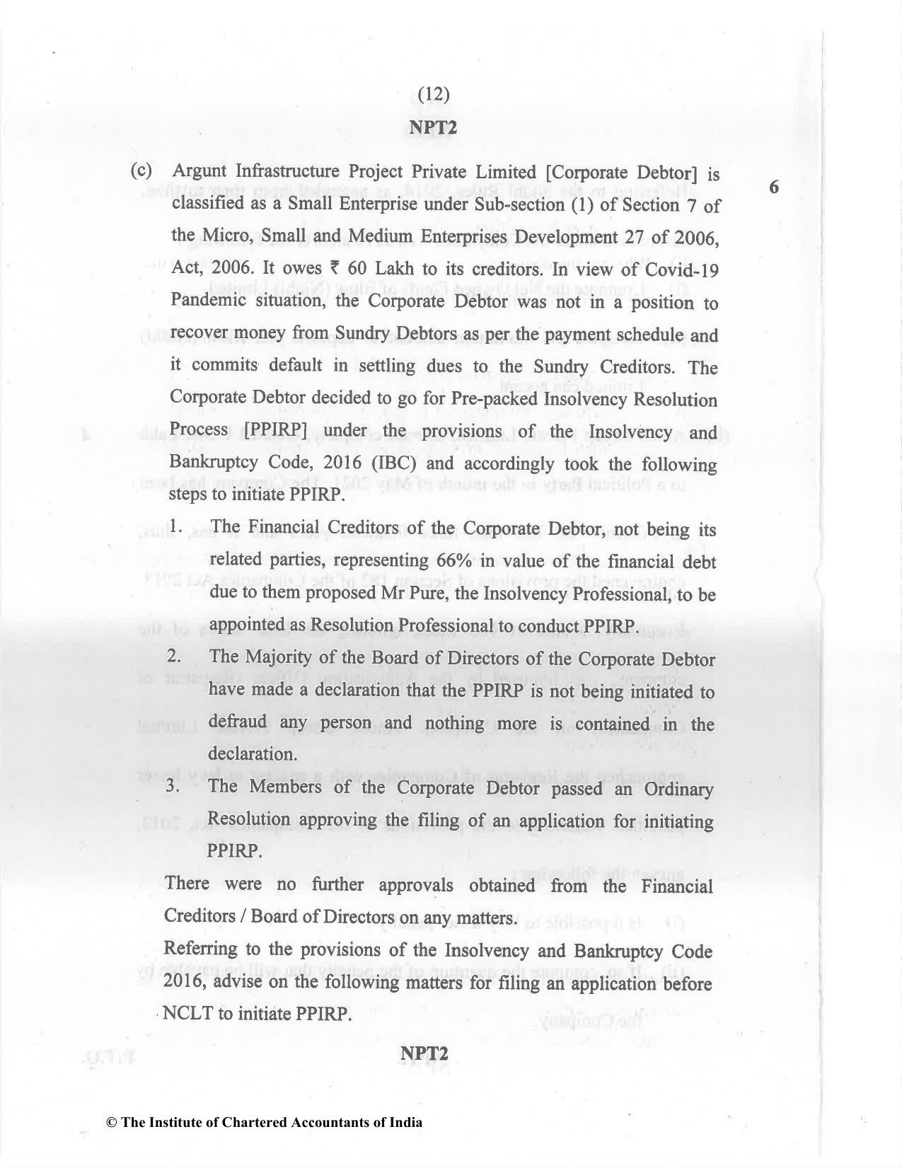CA Final May 2022 Question Paper - Paper 4 – Corporate & Economic Laws - Page 12