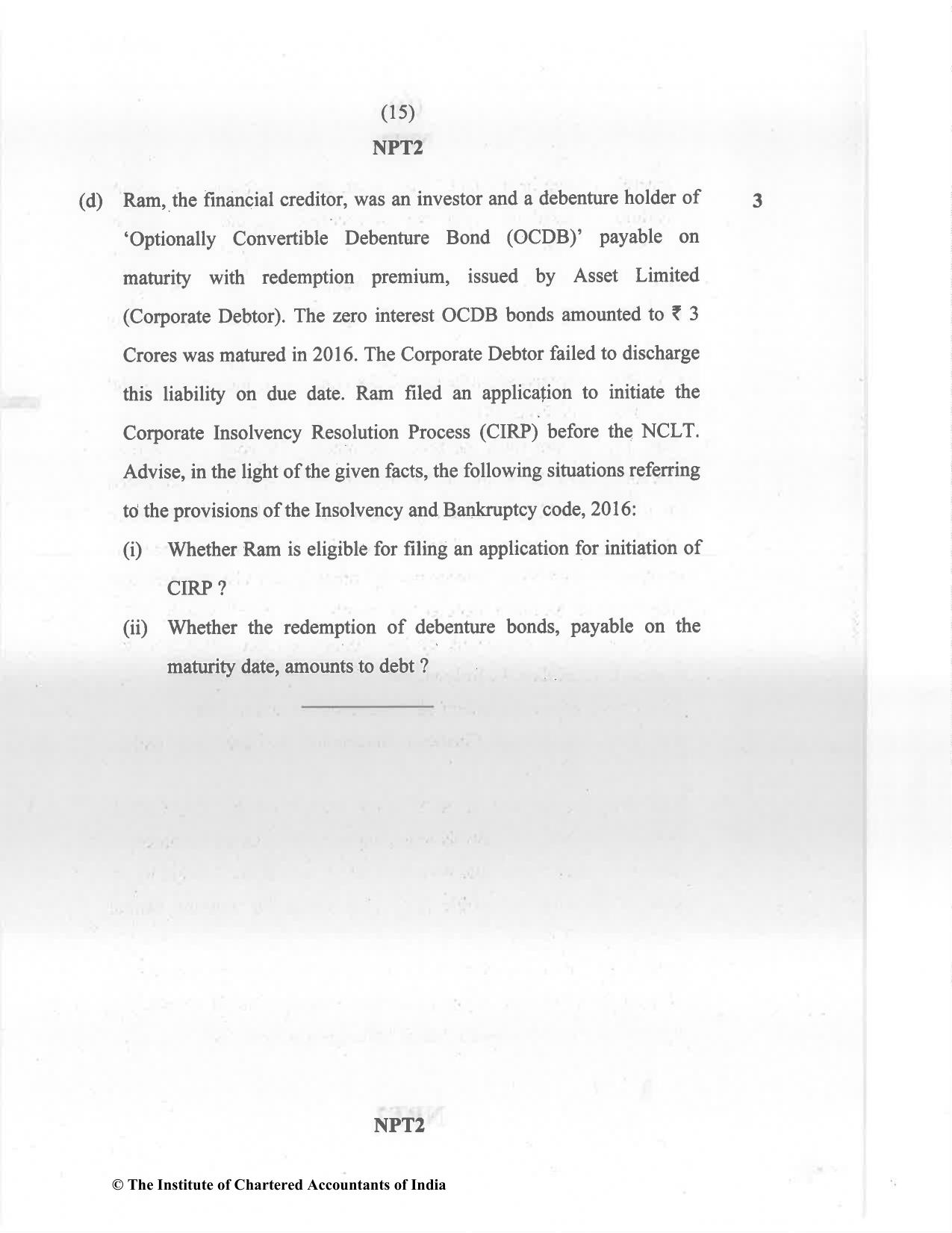 CA Final May 2022 Question Paper - Paper 4 – Corporate & Economic Laws - Page 15