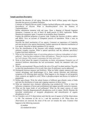 ISI Admission Test JRF in Biological Science AEB 2021 Sample Paper